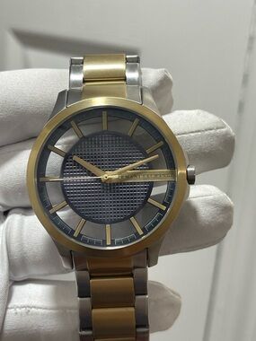 Armani Exchange AX24031 Hampton Two-Tone Blue Dial Silver Gold Stainless Steel